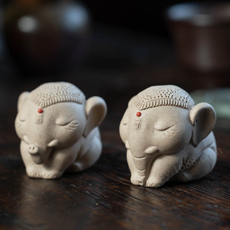 Yixing Purple Sand Tea Pet Taiping Object Elephant Small Ornaments Handmade Tea Set Tea Play Home Decoration Accessories Can Be Raised - Image 2