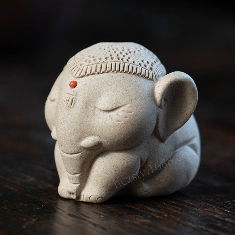 Yixing Purple Sand Tea Pet Taiping Object Elephant Small Ornaments Handmade Tea Set Tea Play Home Decoration Accessories Can Be Raised - Image 4