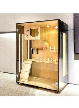 Premium Cat House - Cat Tree with enclosed space for Cat Litter Box, Cat Condo and Spacious Play Area for Your Loved Pet to enjoy (Single Column - 90 * 60 * 120cm, Golden Deluxe) - pzsku/Z308CA4C4B282C13C8BC0Z/45/1744016277/8ddc4a94-1ff3-49df-aa6f-cdd4a03cc17e