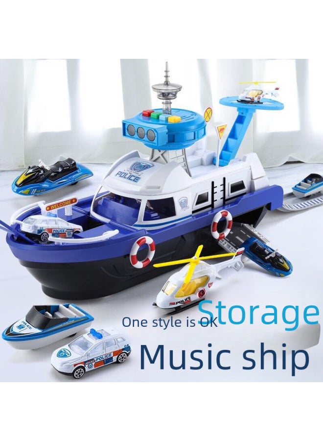 Tracked Boat Racing Car Toy Set Miniature Vehicles Ship Models Educational For 3-4 Years Old Boys-Color:English Version Red (with 10 Alloy Cars) - Image 2