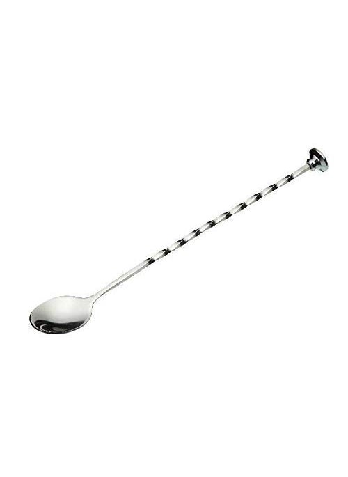 NJ NJ Stirrier Spoon Twisted with knob top, Cocktail Mixing Spoon, Long Handle Stirring Spoon, Stainless Steel Cocktail Spoon Spiral Pattern, Bar Cocktail Shaker Spoon 28 cm: 2 Pcs Set  - Image 2