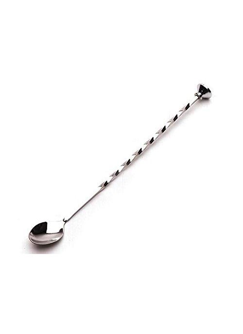 NJ NJ Stirrier Spoon Twisted with knob top, Cocktail Mixing Spoon, Long Handle Stirring Spoon, Stainless Steel Cocktail Spoon Spiral Pattern, Bar Cocktail Shaker Spoon 28 cm: 2 Pcs Set  - Image 3