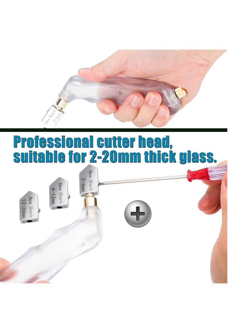 مجموعة قاطعة الزجاج، مقبض مريح من كربيد التنجستن لقطع الزجاج مع خزان زيت، رؤوس قطع قابلة للاستبدال 2-6 مم مثالية لقطع الزجاج - Image 5