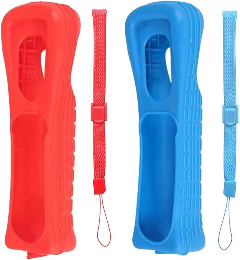 LACTIVX 2X Wii Silicone Case Cover with Wrist Strap for Wii Remote Controller (Red and Blue) - Image 1