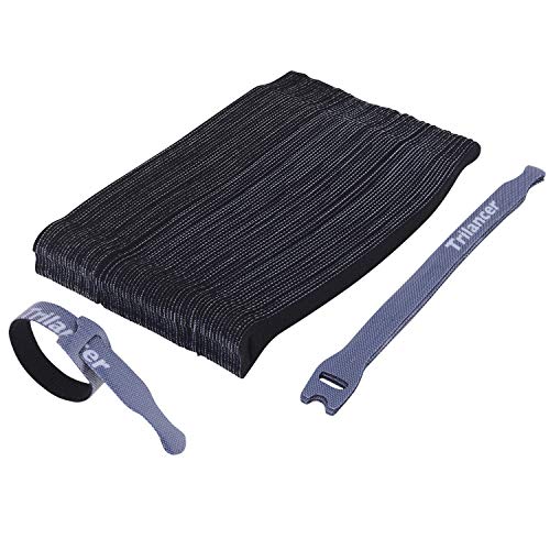 Trilancer Reusable Cable Straps Wire Ties, Pack of 50 Adjustable Cord Fastener Cable Organizer, 8 Inches (Black) - Image 1
