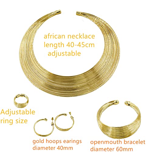 Liffly African Jewelry for Women African Statement Jewelry Set Gold Plated Jewelry for Women Weddings Dubai Gold Necklace Earrings Set - Image 5