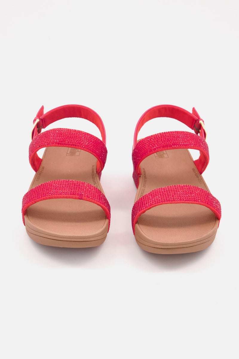 FitFlop Women Lottie Shimmer Crystal Sandals, Red/Tan - Image 4