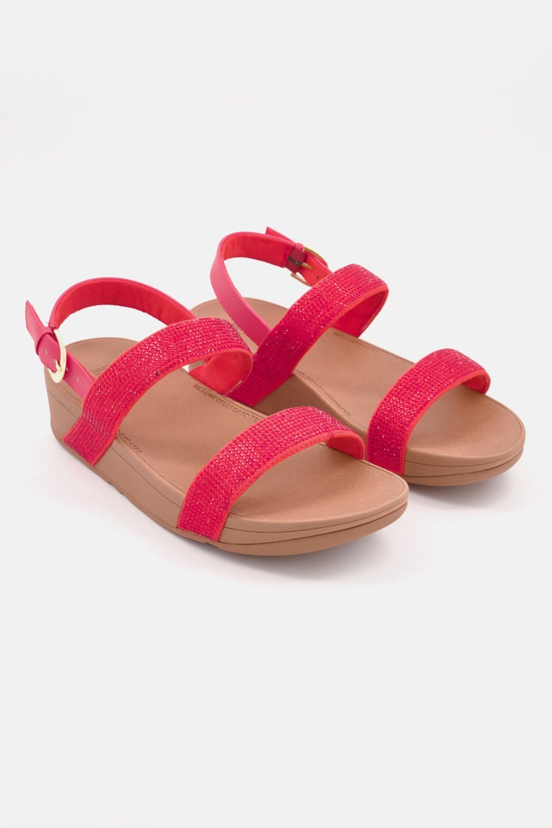 FitFlop Women Lottie Shimmer Crystal Sandals, Red/Tan - Image 1