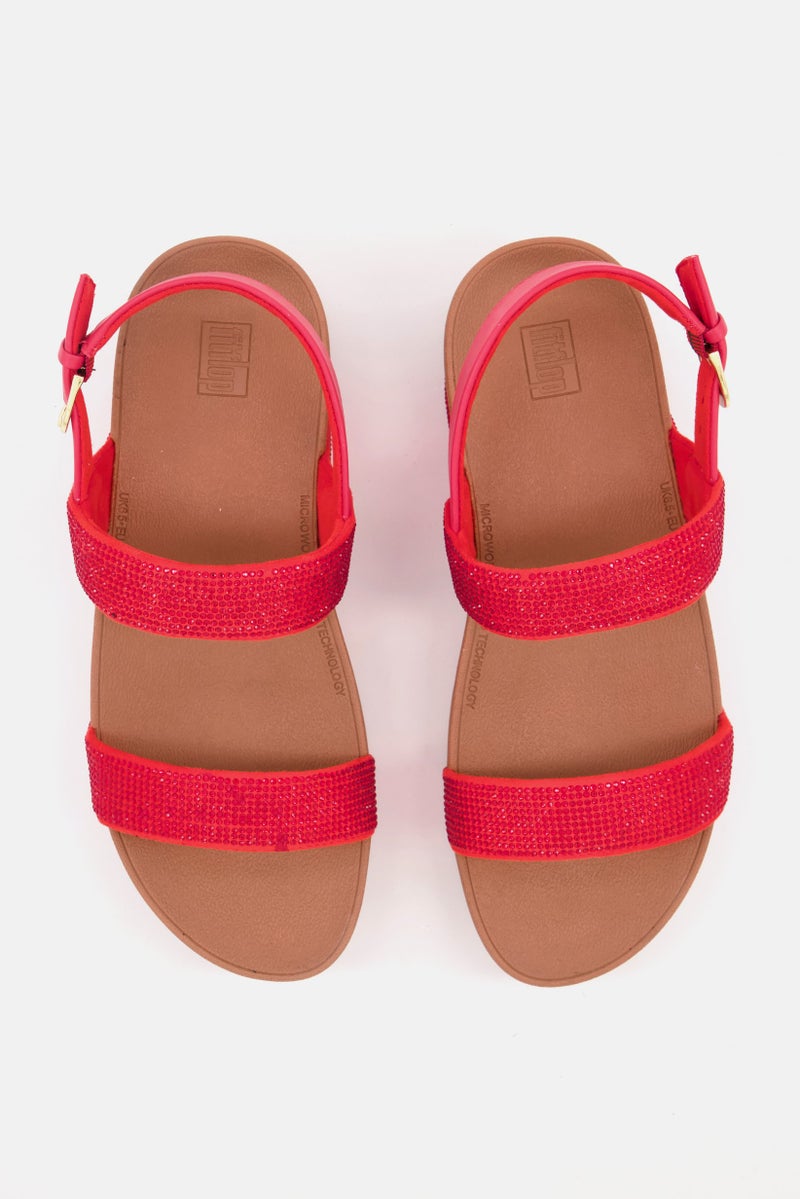 FitFlop Women Lottie Shimmer Crystal Sandals, Red/Tan - Image 3