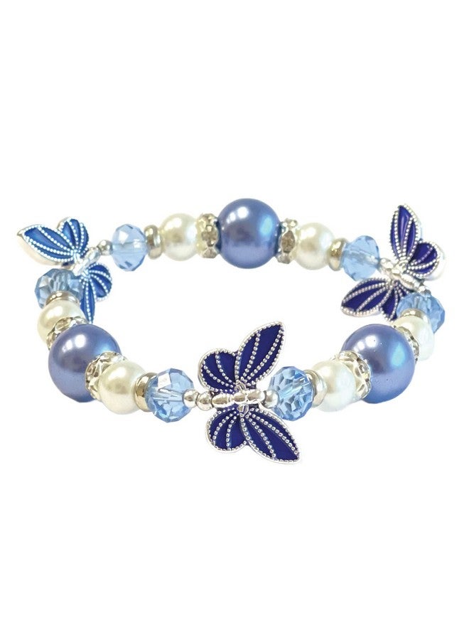 fiona Butterfly Bracelet Butterfly Jewelry Gift For Women Girls Butterfly Lovers Gift Stretch Bangle (Blue) - Image 1