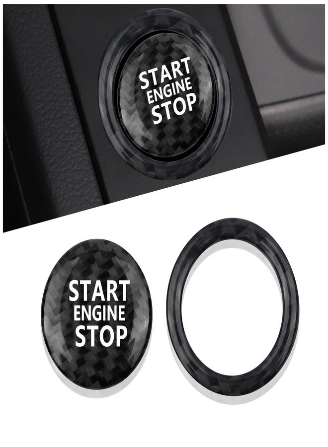 Aokdom Car Push Start Button Cover Compatible with Audi,Cool Aluminum Engine Start Button Cover with Metal Ring for Car Decorations,Car Accessories Interior (Carbon Fiber Black) - Image 1