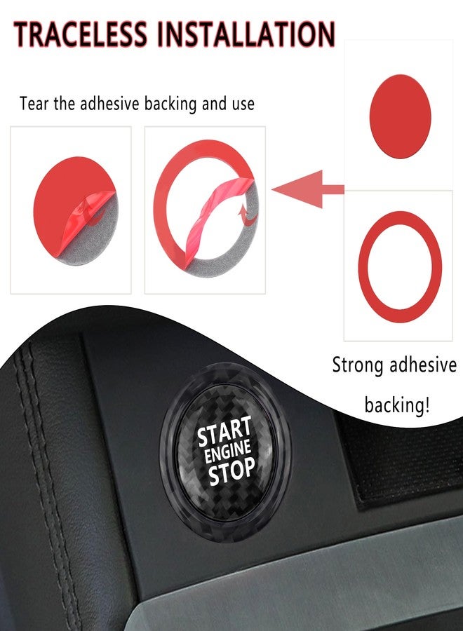 Aokdom Car Push Start Button Cover Compatible with Audi,Cool Aluminum Engine Start Button Cover with Metal Ring for Car Decorations,Car Accessories Interior (Carbon Fiber Black) - Image 4