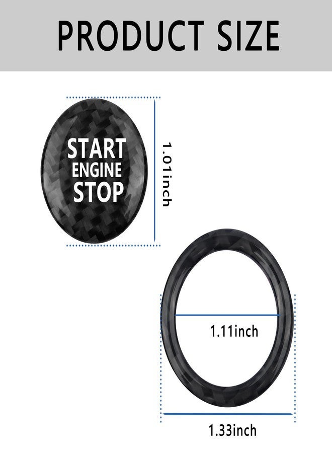 Aokdom Car Push Start Button Cover Compatible with Audi,Cool Aluminum Engine Start Button Cover with Metal Ring for Car Decorations,Car Accessories Interior (Carbon Fiber Black) - Image 2