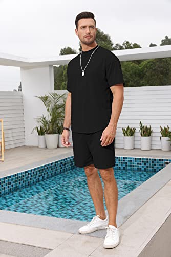 Lexiart Mens 2 Piece Outfits Casual Tracksuit Shorts Summer Sweatsuit Oversize Short Sleeve Sport Set - Image 2