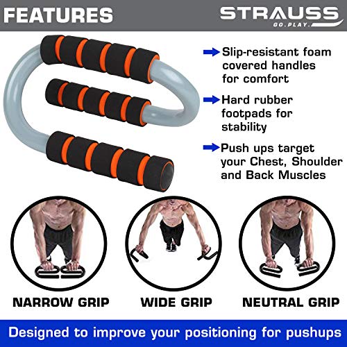 Strauss S Shape Push up Bar, Pair (Black/Orange) - Image 4
