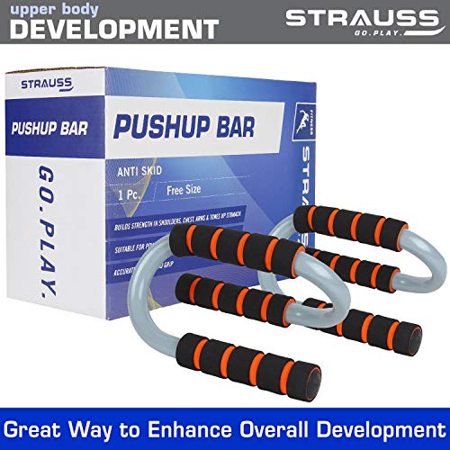 Strauss S Shape Push up Bar, Pair (Black/Orange) - Image 5