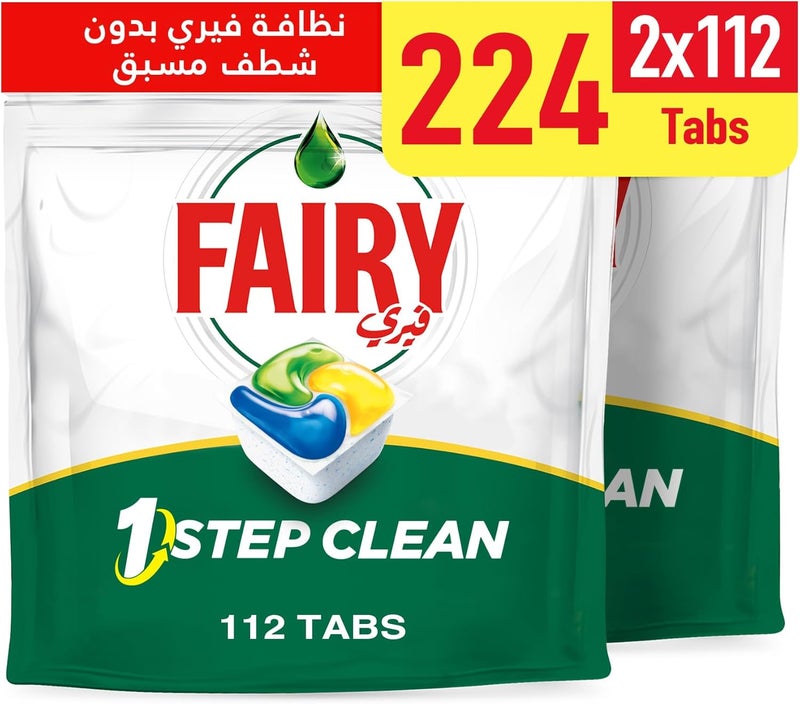 1 Step Clean Automatic Dishwasher Tablets With Alternative Power To Bleach, Lemon Scent, 2x112, 224 Tablets - Image 1