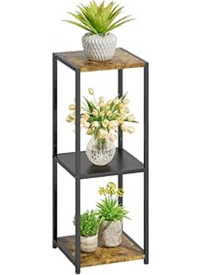 ELSultan Ali JC-Hauser 79cm 3-Tier Rustic Brown Corner Metal & Wood Plant Stand Riser by Reyad Group – Rustic Brown - Image 1