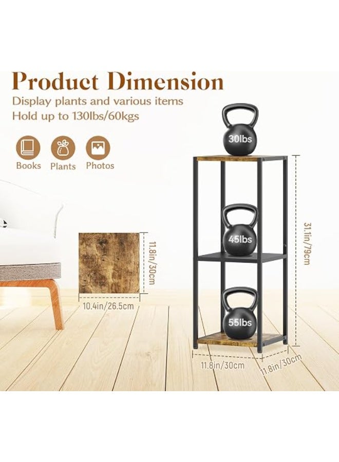 ELSultan Ali JC-Hauser 79cm 3-Tier Rustic Brown Corner Metal & Wood Plant Stand Riser by Reyad Group – Rustic Brown - Image 3