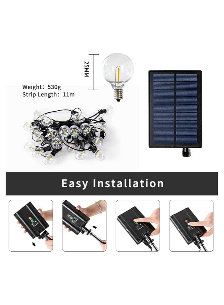 Generic Solar Outdoor String Lights Waterproof, Solar Powered Patio Lights with Remote Control & 20 Shatterproof G40 Edison Bulbs, Dimmable LED Solar String Lights for Outside (10MTR 20 BULB),Warm White  - Image 2