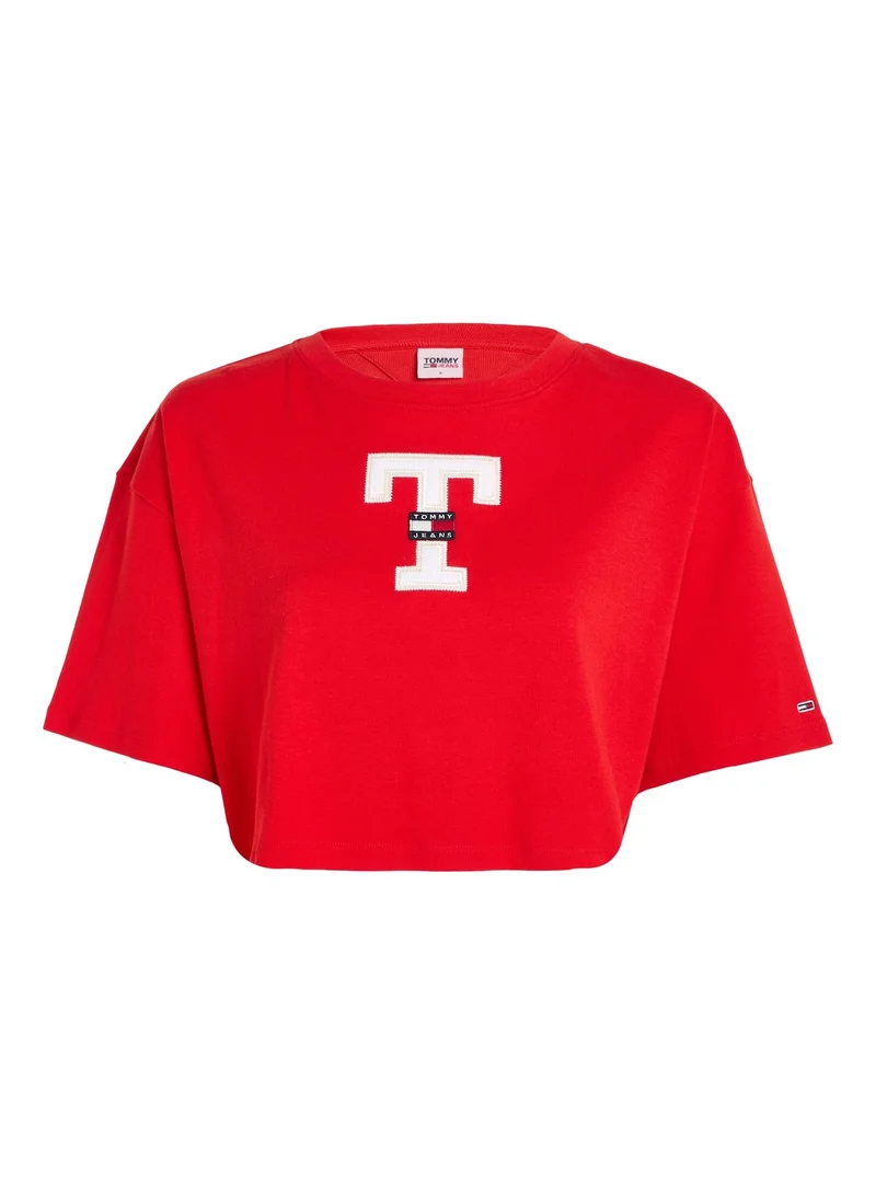 TOMMY JEANS Crew Neck Logo Crop T-Shirt