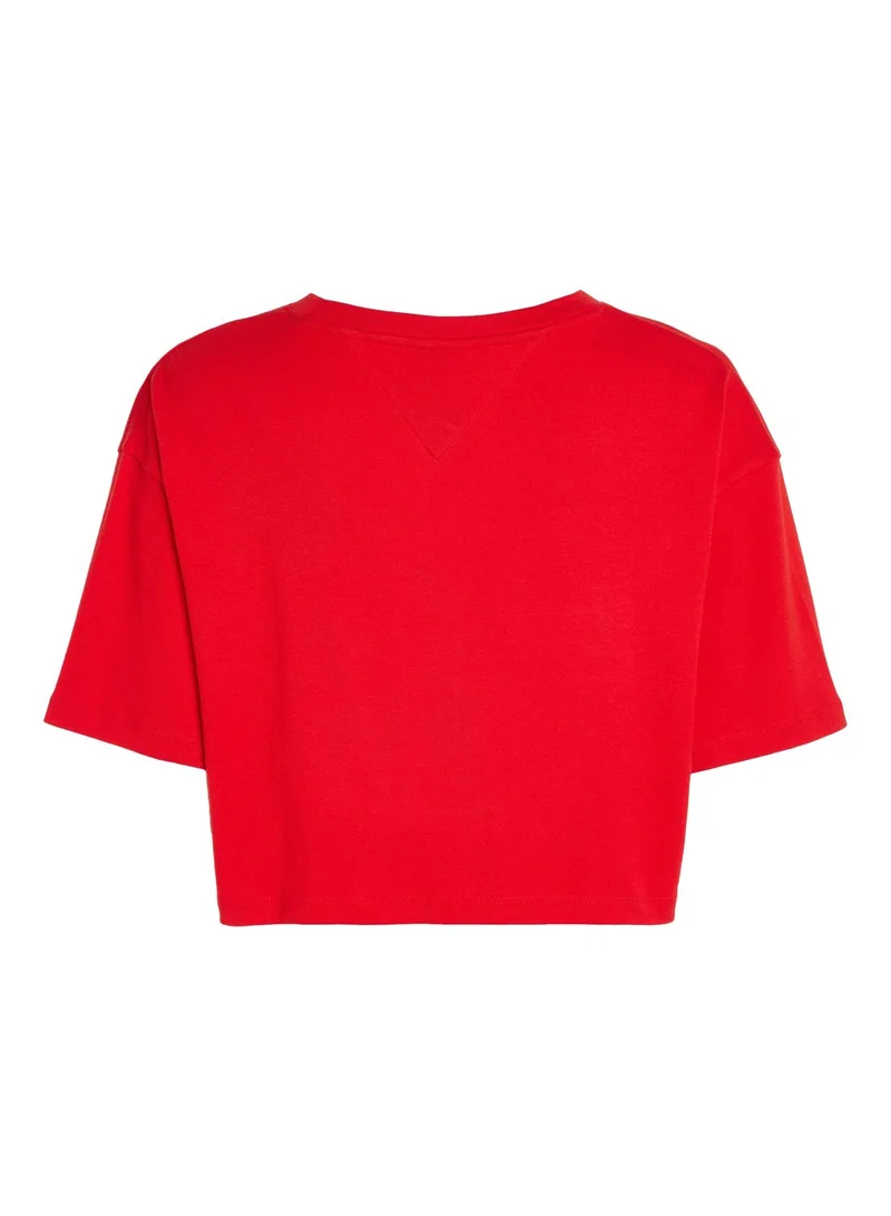 TOMMY JEANS Crew Neck Logo Crop T-Shirt