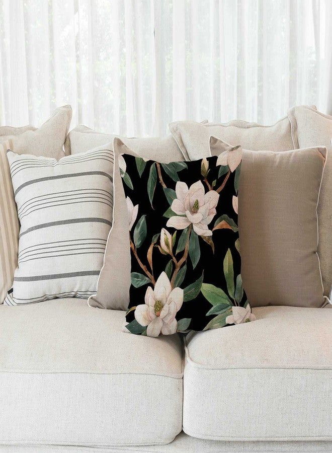 Solekla Vintage Floral Black White Green Cotton Linen Square Throw Waist Pillow Case Decorative Cushion Cover Pillowcase Sofa 18"x 18" - Image 2