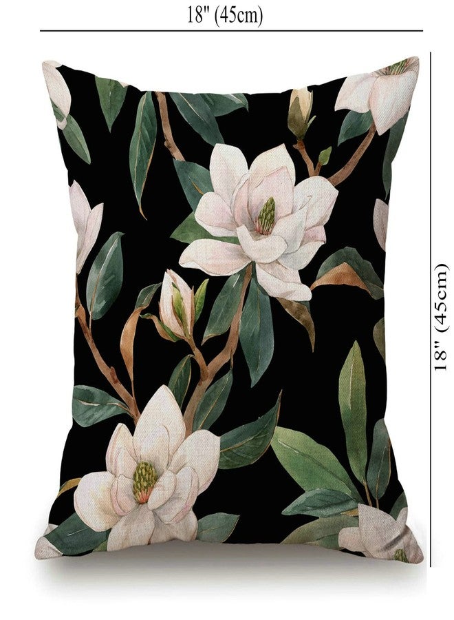 Solekla Vintage Floral Black White Green Cotton Linen Square Throw Waist Pillow Case Decorative Cushion Cover Pillowcase Sofa 18"x 18" - Image 4