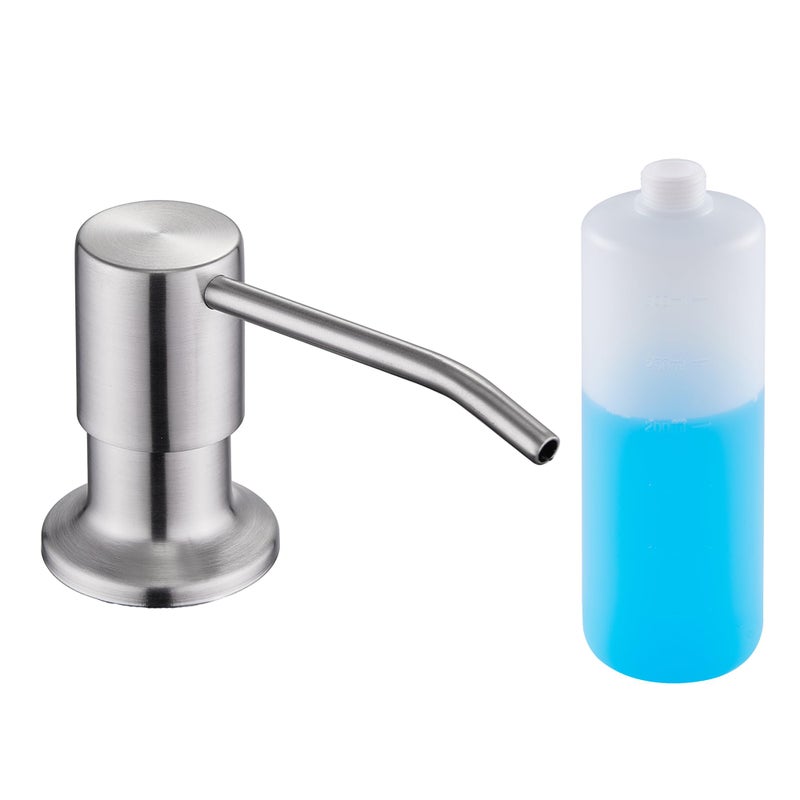 Sink Soap Dispenser Brushed Nickel Soap Dispenser for Kitchen Sink Stainless Steel Refill from The Top Built in Sink Soap Dispenser with 13 OZ Soap Bottle