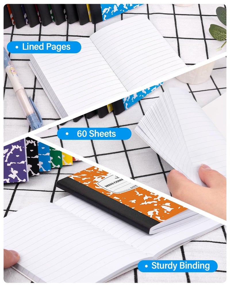 Dynta Composition Notebooks Bulk, 40 Packs 3.25 x 4.5 inch Mini Pocket Notebooks Narrow Ruled, 10 Assorted Colors Notebooks for School Office Home College (60 Sheets/120 Pages) - Image 4