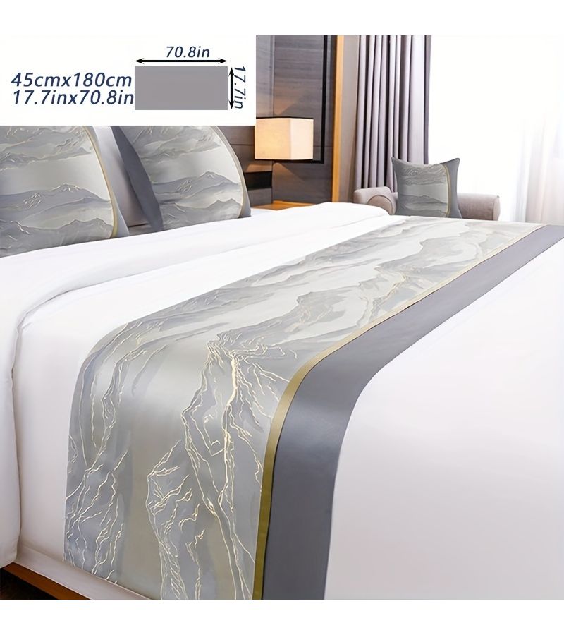منشفة غطاء طرف السرير الفندقي مع وسادة داخلية مقاس 17 × 72 × 94.49 بوصة - Image 5