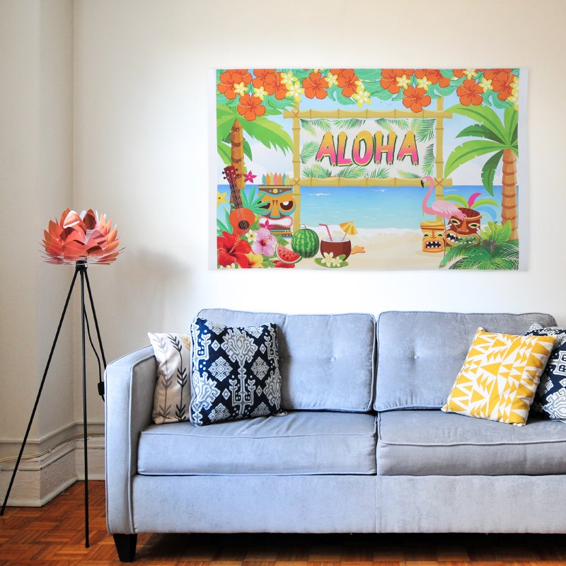 2pcs Hawaii Theme Backdrop Hanging Tapestry Beach Party Background Wall Decor - Image 4