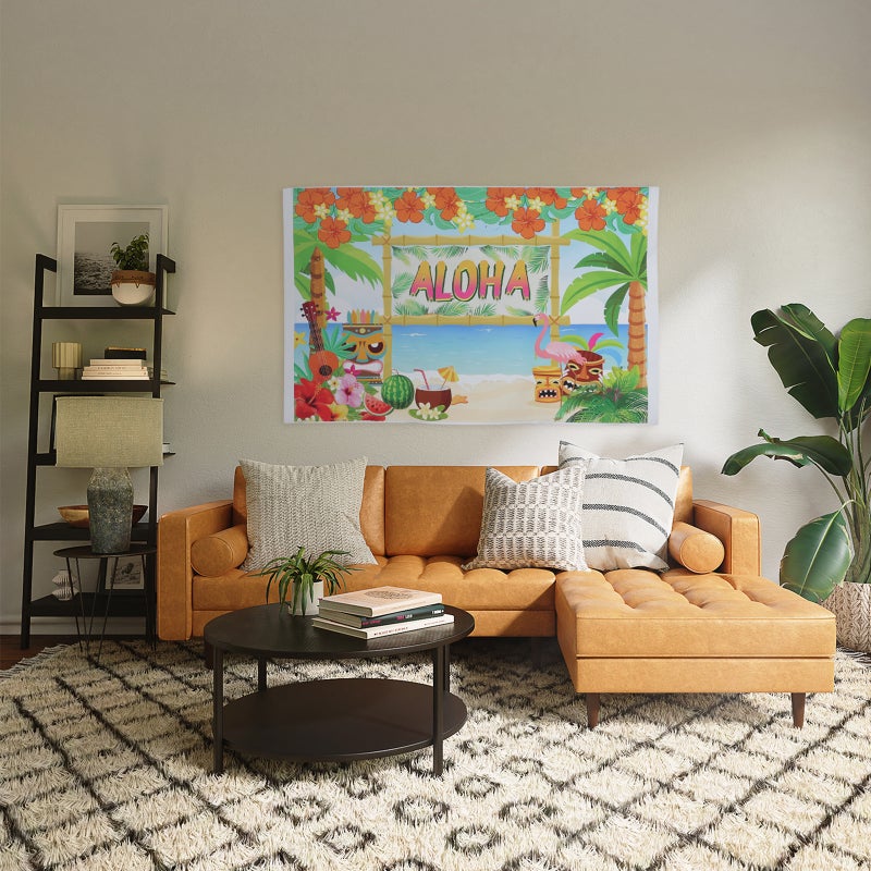 2pcs Hawaii Theme Backdrop Hanging Tapestry Beach Party Background Wall Decor - Image 3