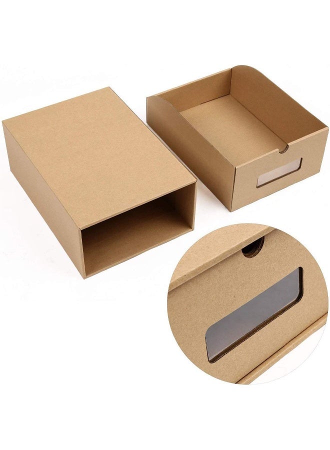DUNISO 4 Pack Shoe Box, Heavy Duty Stackable Drawer Type Shoes Storage Organizer, Visible Cardboard Shoe Storage box , Environmentally Friendly, Durable,Waterproof ,Dustproof,Used for storing Shoes, Socks, Underwear, Books, Toys, 35*23*13.5cm - Image 4
