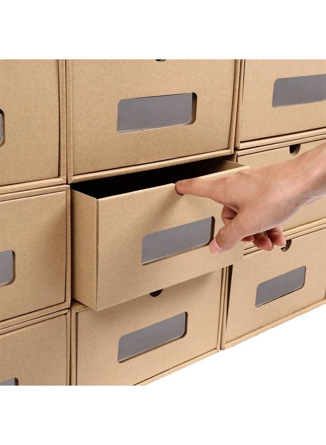 DUNISO 4 Pack Shoe Box, Heavy Duty Stackable Drawer Type Shoes Storage Organizer, Visible Cardboard Shoe Storage box , Environmentally Friendly, Durable,Waterproof ,Dustproof,Used for storing Shoes, Socks, Underwear, Books, Toys, 35*23*13.5cm - Image 5