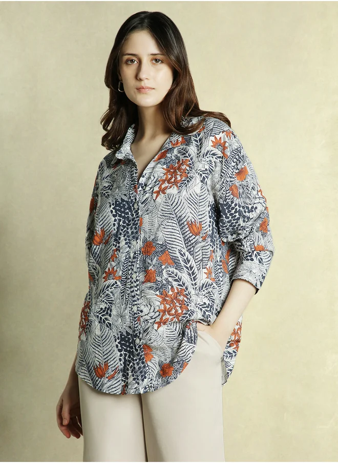 دينيس لينغو All Over Printed Longline Oversized Shirt