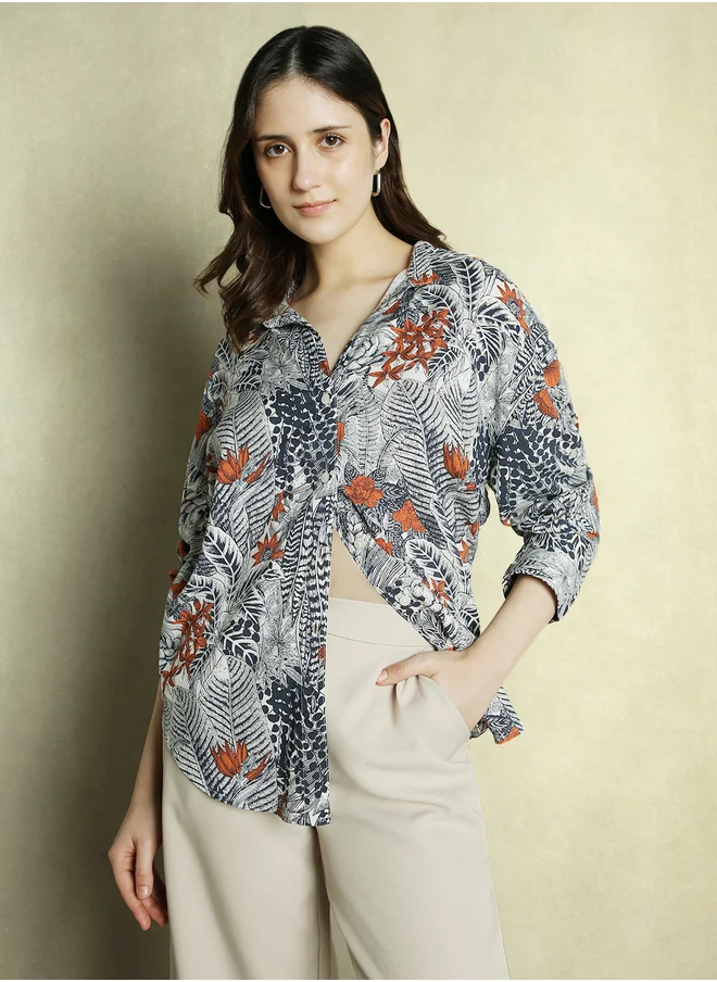 دينيس لينغو All Over Printed Longline Oversized Shirt