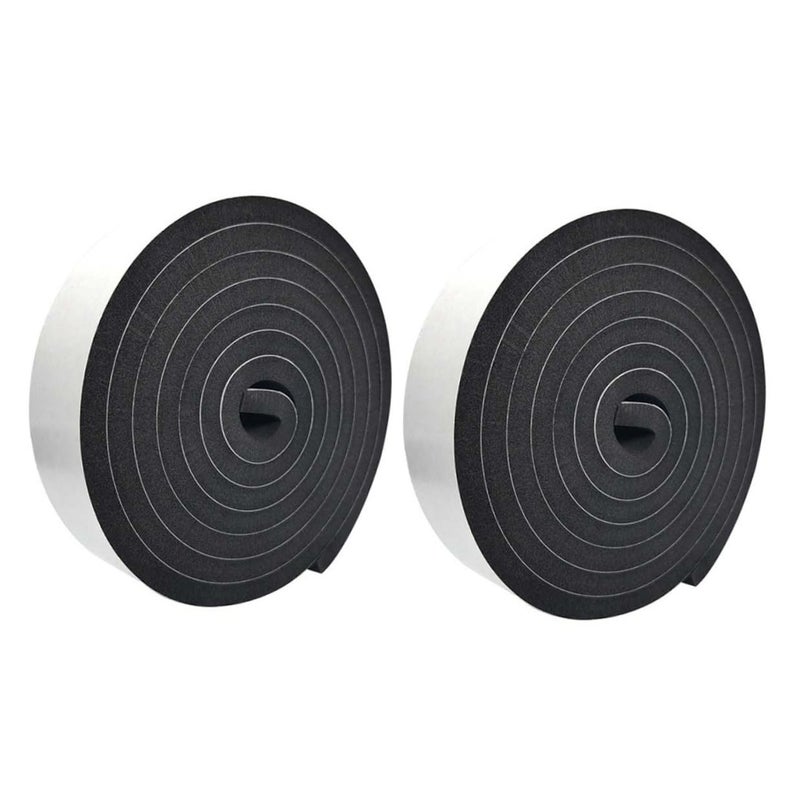 2M Black EVA Self Adhesive Window Seal Tape 2 Pack Soundproof Insulation Weatherstrip - Image 2