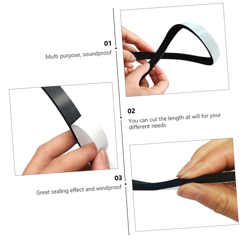 2M Black EVA Self Adhesive Window Seal Tape 2 Pack Soundproof Insulation Weatherstrip - Image 4