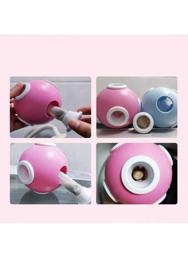 WYBOT - Pet Hair Remover for Laundry, Washing Machine Hair Catcher, 6 Holes Ball Lint Removers for Washing Machine, Floating Hair Filtering Mesh Removal (Pink&Blue-2 Pack) - Image 1