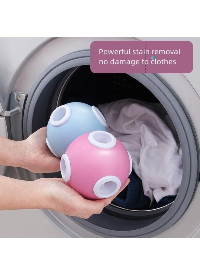 WYBOT - Pet Hair Remover for Laundry, Washing Machine Hair Catcher, 6 Holes Ball Lint Removers for Washing Machine, Floating Hair Filtering Mesh Removal (Pink&Blue-2 Pack) - Image 1