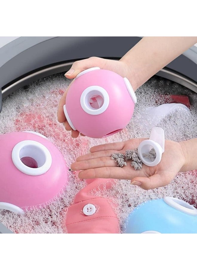 WYBOT - Pet Hair Remover for Laundry, Washing Machine Hair Catcher, 6 Holes Ball Lint Removers for Washing Machine, Floating Hair Filtering Mesh Removal (Pink&Blue-2 Pack) - Image 1