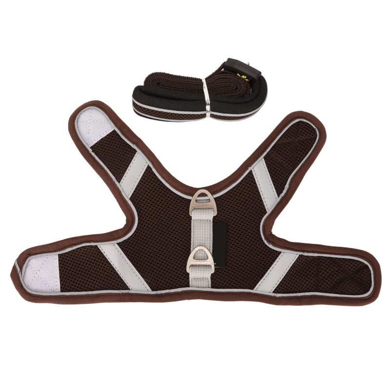 Escape Proof Cat Mesh Vest Harness And Reflective Leash For Walking Brown Size S - Image 2