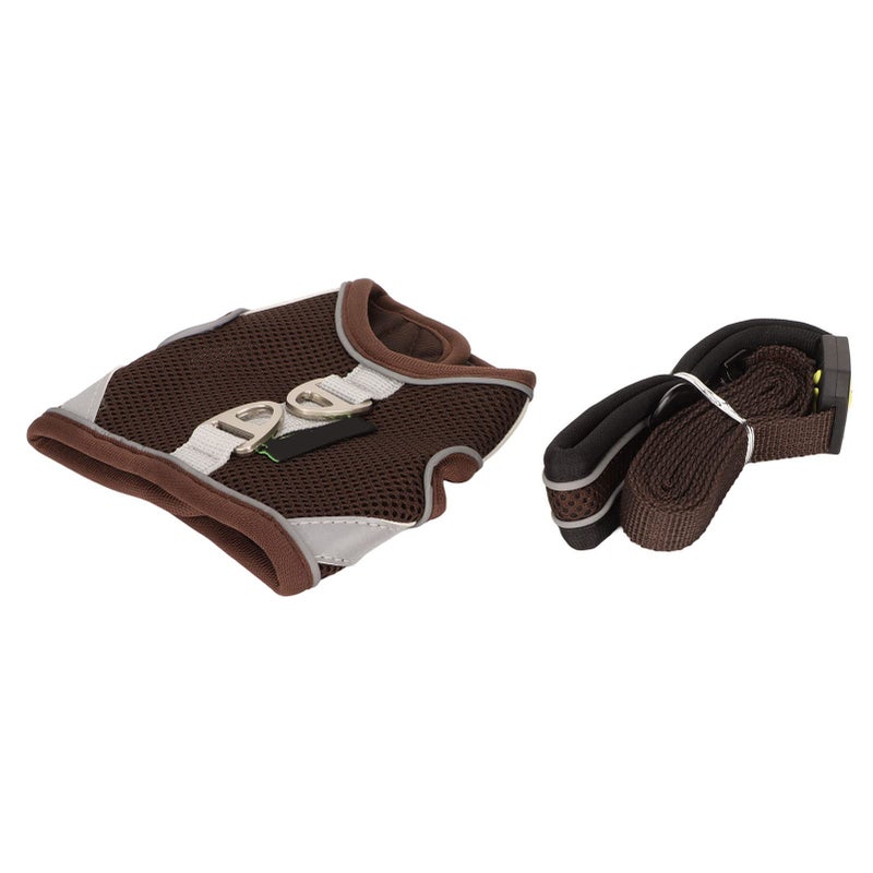 Escape Proof Cat Mesh Vest Harness And Reflective Leash For Walking Brown Size S - Image 3