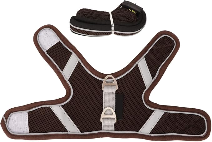 Escape Proof Cat Mesh Vest Harness And Reflective Leash For Walking Brown Size S - Image 1