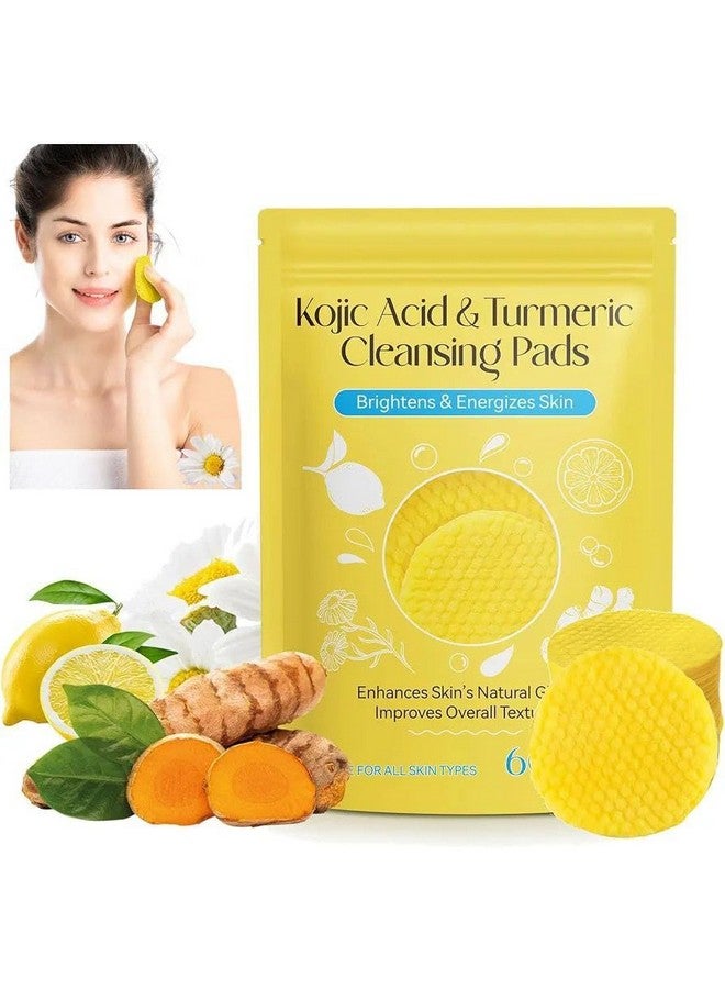 HETANSH ICON Turmeric & Kojic Acid Cleansing Pads (60Pcs), Face Cleansing Pads for Dark Spots, Oily & Dry Skin - Image 1