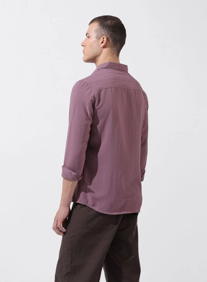 The Indian Garage Co Men Regular Fit Textured Cutaway Collar Full Sleeves Shirt