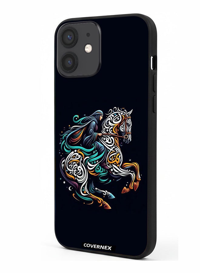 Covernex Apple iPhone 12 Mini Protective Case Cover Printed Featuring Ornamental Horse - Image 1