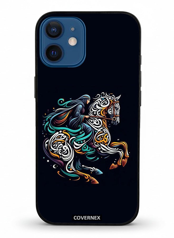 Covernex Apple iPhone 12 Mini Protective Case Cover Printed Featuring Ornamental Horse - Image 2