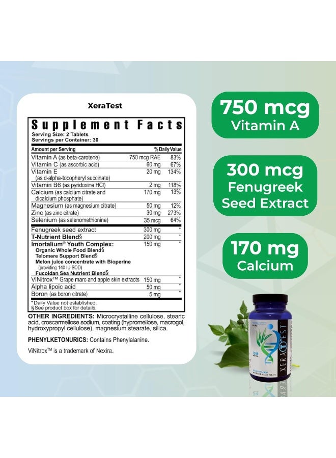 Youngevity XeraTest™ Hormonal Support for Men - Testosterone Support + Telomere Health - With Fucoidan Blend, Whole Foods, Fenugreek - Hormone-Free Botanical Supplement - (60 Extended Release Tablets) - Image 3